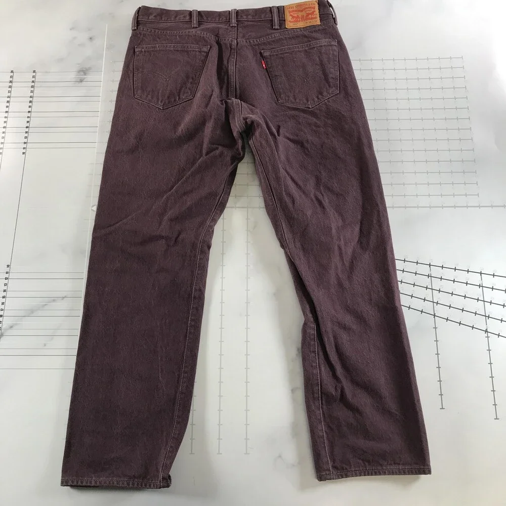 Levi's 501 Jeans Mens 38x28 Purple Straight Leg Button Fly Cone Denim Dark Wash